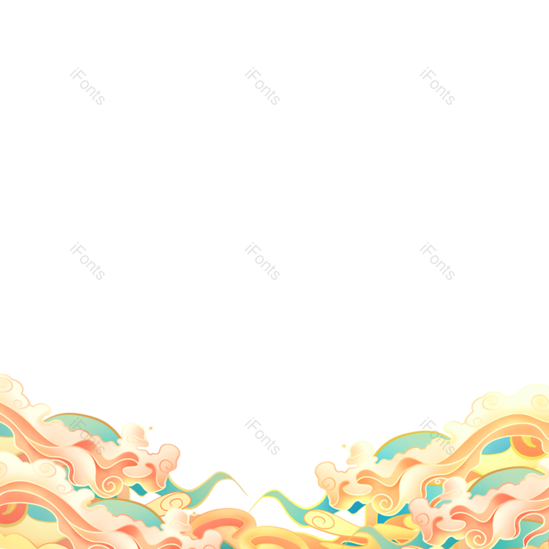 中国风图片,卡通云朵元素,渐变PNG,云朵素材免抠素材